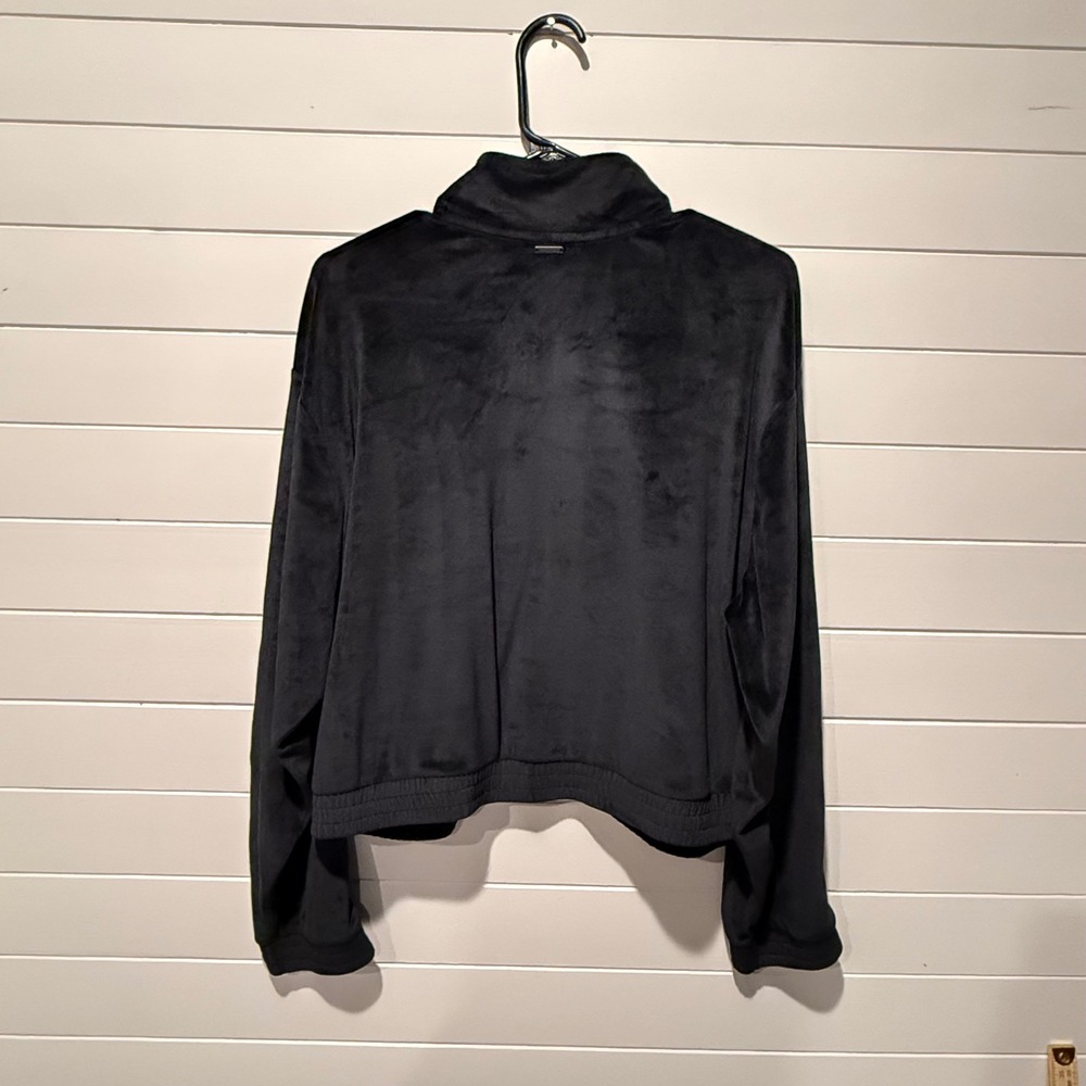 Victoria's Secret Velour Track Jacket Womens XL Black Rhinestone Zip Up Y2K - Picture 3 of 7